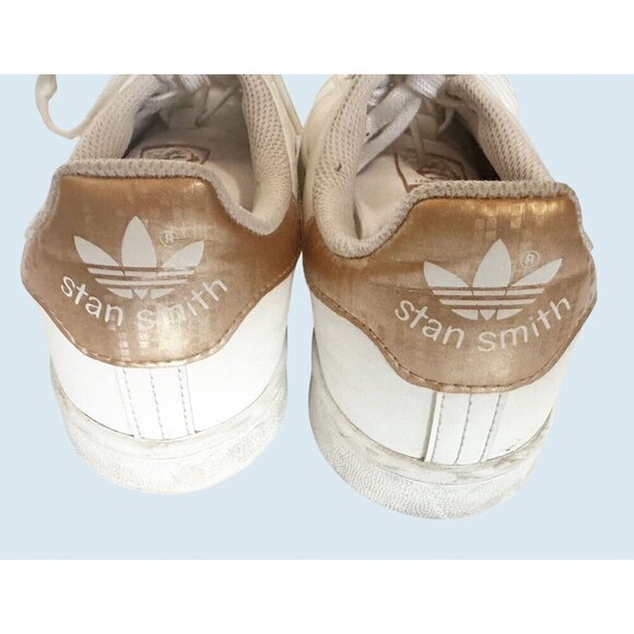 ADIDAS Stan Smith Gold & White Athletic Casual Sneaker Size 6 - Picture 5 of 8